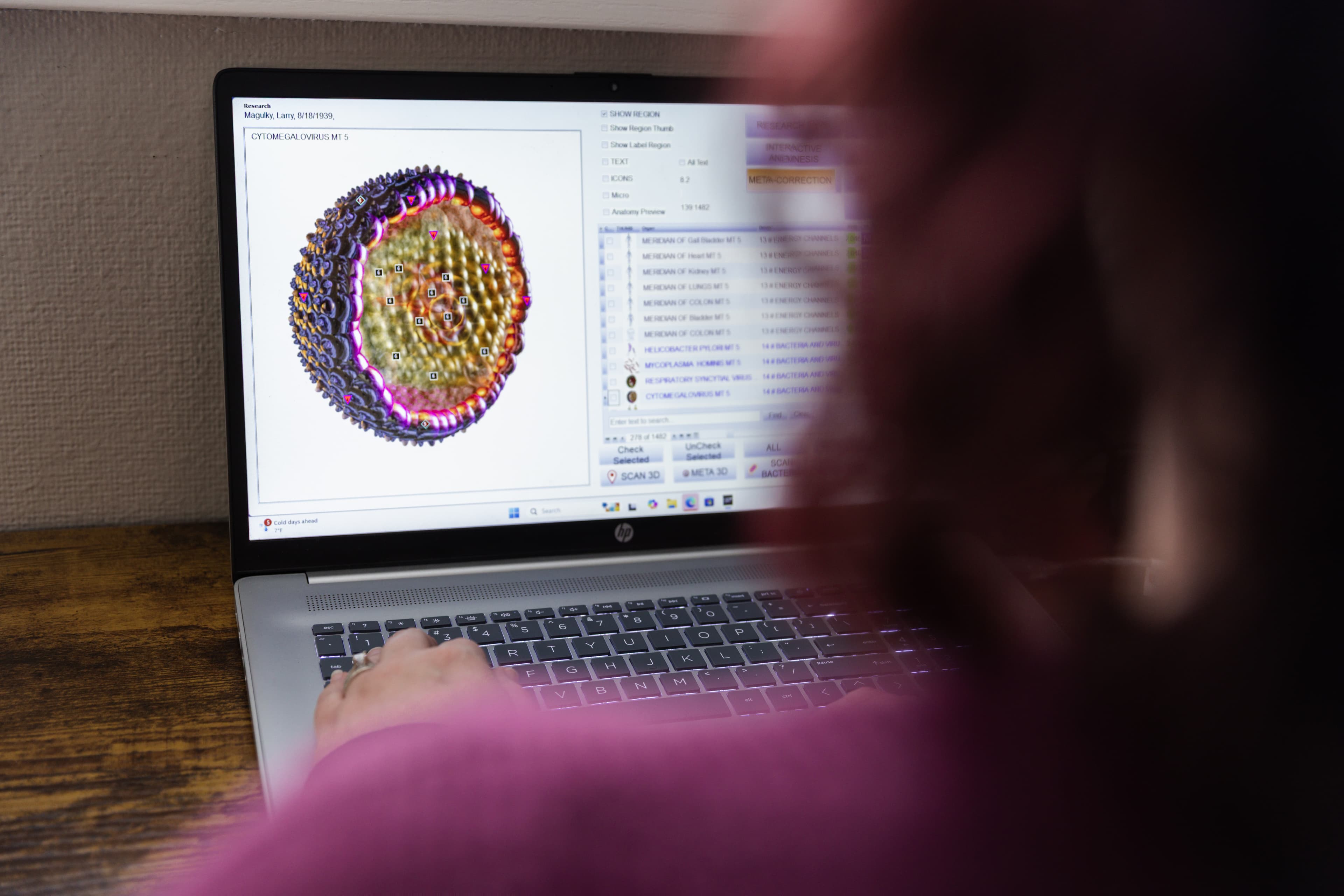 Patient wearing specialized headphones during a Bioscan session